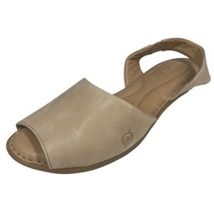 NEW Born Trang Leather Sandals Flats Womens 9 M Open Toe Slingback Strap Tan